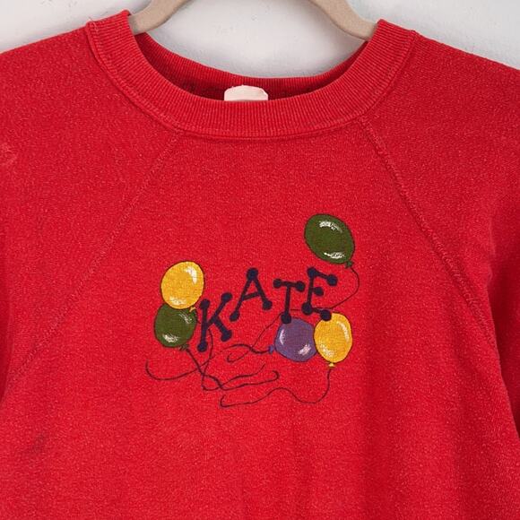 Vintage 80’s 90’s hand painted balloon Katie crewneck sweatshirt sz M - Picture 2 of 6